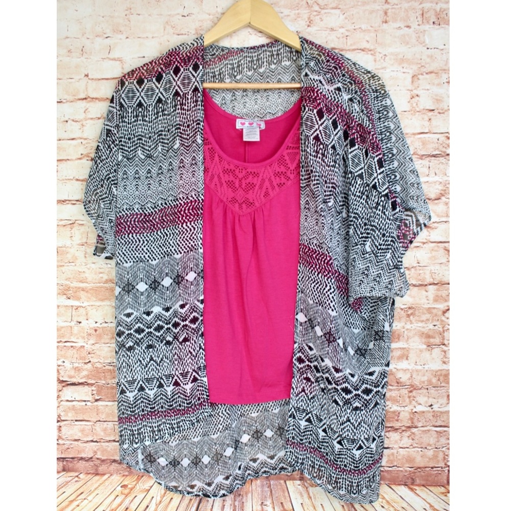 Three Pink Hearts | 2Pc set Tank Top & Kimono